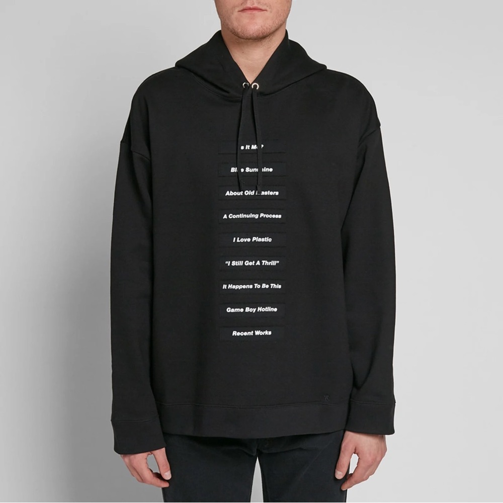 RAF SIMONS X PETER SAVILLE Wording Classic Hoodie Sweatshirt Black and White